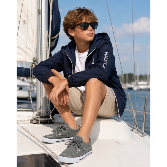 Nautica Other - Nautica Spinnaker Kid's Boat Shoes Gray Canvas 2-Eye Size 13